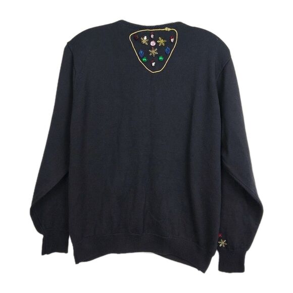 Vintage Smith-Forester Sequined Button-Up Women's Cardigan, Sz L, Black - Picture 8 of 9